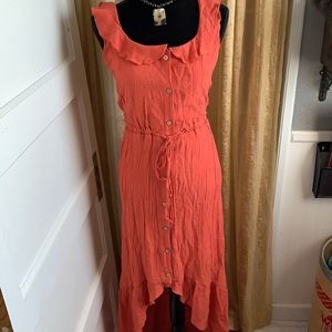 Linen luxology coral rose dress